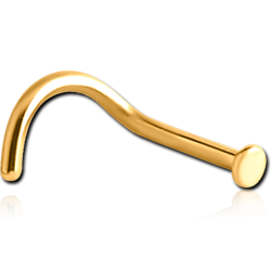 GOLD PVD COATED TITANIUM ALLOY CURVED DISC NOSE STUD