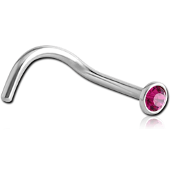 SURGICAL STEEL GRADE 316L PREMIUM CRYSTAL JEWELED CURVED NOSE STUD