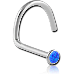 SURGICAL STEEL GRADE 316L LARGE LEFT CURVE OPAL JEWELED NOSE STUD