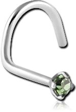 SURGICAL STEEL GRADE 316L LARGE LEFT CURVED PRONG SET 2MM JEWELED NOSE STUD