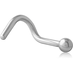 SURGICAL STEEL GRADE 316L 1.2MM THREADING CURVED NOSE STUD WITH BALL