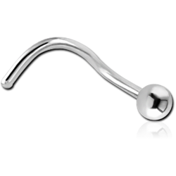 SURGICAL STEEL GRADE 316L 1.2MM THREADING CURVED NOSE STUD WITH BALL