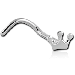 BLACK PVD COATED SURGICAL STEEL GRADE 316L CROWN CURVED NOSE STUD