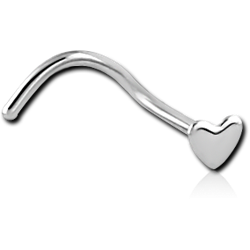 SURGICAL STEEL GRADE 316L HEART CURVED NOSE STUD