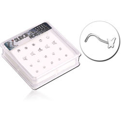 BOX OF 20 SURGICAL STEEL GRADE 316L CURVED NOSE STUDS
