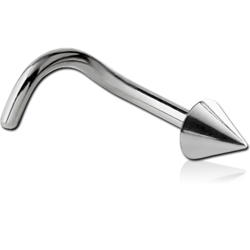 SURGICAL STEEL GRADE 316L 1.2MM THREADING CURVED NOSE STUD WITH CONE