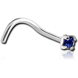 STERLING 925 SILVER PRONG SET JEWELED CURVED NOSE STUD