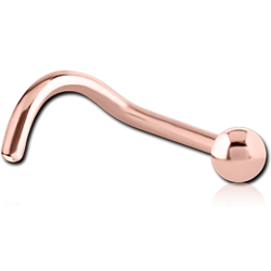 ROSE GOLD PVD COATED SURGICAL STEEL GRADE 316L CURVED BALL NOSE STUD