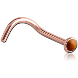 ROSE GOLD PVD COATED SURGICAL STEEL GRADE 316L PRECIOUS COBOCHON CURVED NOSE STUD