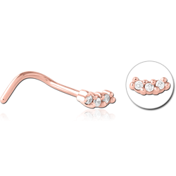 ROSE GOLD PVD COATED SURGICAL STEEL GRADE 316L JEWELED NOSE STUDS