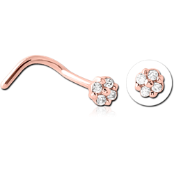 ROSE GOLD PVD COATED SURGICAL STEEL GRADE 316L JEWELED NOSE STUDS