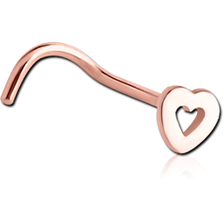 ROSE GOLD PVD COATED SURGICAL STEEL GRADE 316L 90 DEGREE WRAP AROUND NOSE STUD - HEART