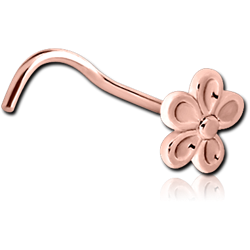 ROSE GOLD PVD COATED SURGICAL STEEL GRADE 316L CURVED NOSE STUD - FLOWER