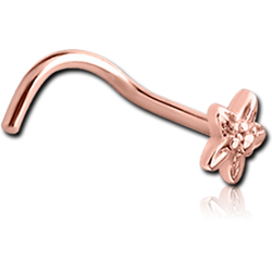 ROSE GOLD PVD COATED SURGICAL STEEL GRADE 316L CURVED NOSE STUD - FLOWER