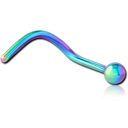 RAINBOW PVD COATED SURGICAL STEEL GRADE 316L CURVED BALL NOSE STUD