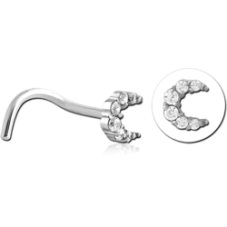 SURGICAL STEEL GRADE 316L CURVED JEWELED NOSE STUD