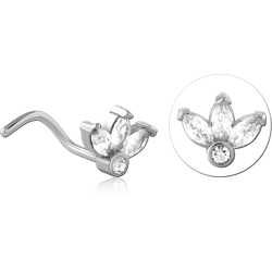 SURGICAL STEEL GRADE 316L CURVED JEWELED NOSE STUD