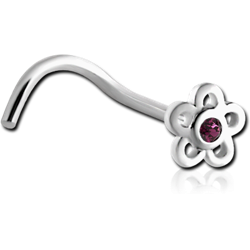 SURGICAL STEEL GRADE 316L CURVED JEWELED FLOWER NOSE STUD