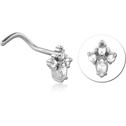 SURGICAL STEEL GRADE 316L CURVED JEWELED NOSE STUD