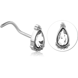SURGICAL STEEL GRADE 316L CURVED JEWELED NOSE STUD