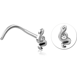 SURGICAL STEEL GRADE 316L CURVED JEWELED NOSE STUD