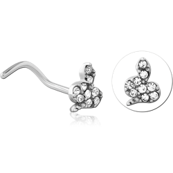 SURGICAL STEEL GRADE 316L CURVED JEWELED NOSE STUD