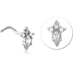SURGICAL STEEL GRADE 316L CURVED JEWELED NOSE STUD