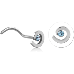 SURGICAL STEEL GRADE 316L CURVED JEWELED NOSE STUD  RIGHT CURVE