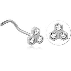 SURGICAL STEEL GRADE 316L CURVED JEWELED NOSE STUD
