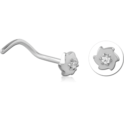 SURGICAL STEEL GRADE 316L CURVED PRONG SET JEWELED NOSE STUD