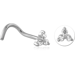 SURGICAL STEEL GRADE 316L JEWELED CURVED NOSE STUD