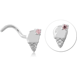 SURGICAL STEEL GRADE 316L CURVED JEWELED NOSE STUD