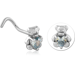 SURGICAL STEEL GRADE 316L CURVED JEWELED NOSE STUD