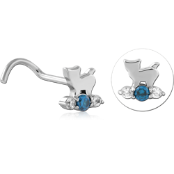 SURGICAL STEEL GRADE 316L CURVED JEWELED NOSE STUD