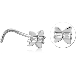 SURGICAL STEEL GRADE 316L CURVED JEWELED NOSE STUD