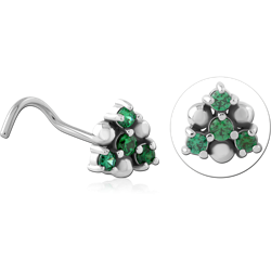 SURGICAL STEEL GRADE 316L CURVED JEWELED NOSE STUD