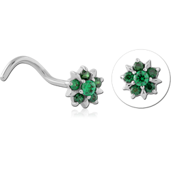 SURGICAL STEEL GRADE 316L CURVED JEWELED NOSE STUD