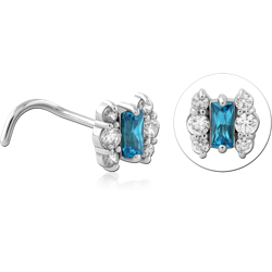 SURGICAL STEEL GRADE 316L CURVED JEWELED NOSE STUD