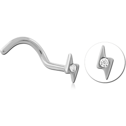 SURGICAL STEEL GRADE 316L CURVED JEWELED NOSE STUD - THUNDER
