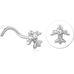 SURGICAL STEEL GRADE 316L CURVED JEWELED NOSE STUD