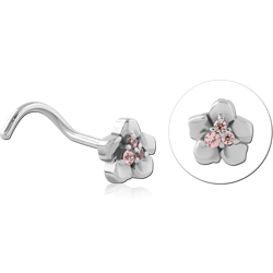 SURGICAL STEEL GRADE 316L CURVED JEWELED NOSE STUD