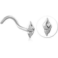 SURGICAL STEEL GRADE 316L CURVED JEWELED NOSE STUD