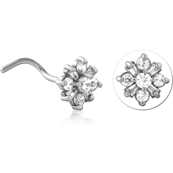 SURGICAL STEEL GRADE 316L CURVED JEWELED NOSE STUD