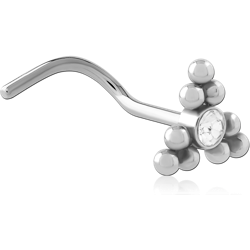 SURGICAL STEEL GRADE 316L CURVED JEWELED  NOSE STUD