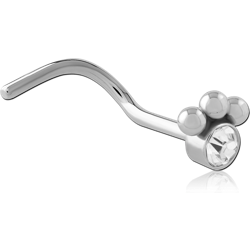 SURGICAL STEEL GRADE 316L CURVED JEWELED  NOSE STUD