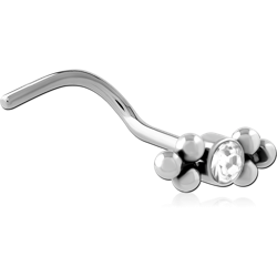 SURGICAL STEEL GRADE 316L CURVED JEWELED  NOSE STUD