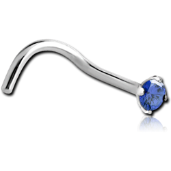 SURGICAL STEEL GRADE 316L CURVED PRONG SET 2.5MM JEWELED NOSE STUD