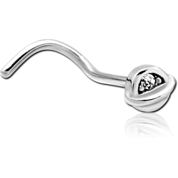 SURGICAL STEEL GRADE 316L CURVED JEWELED NOSE STUD