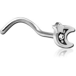 SURGICAL STEEL GRADE 316L CURVED JEWELED NOSE STUD