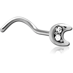 SURGICAL STEEL GRADE 316L CURVED JEWELED NOSE STUD